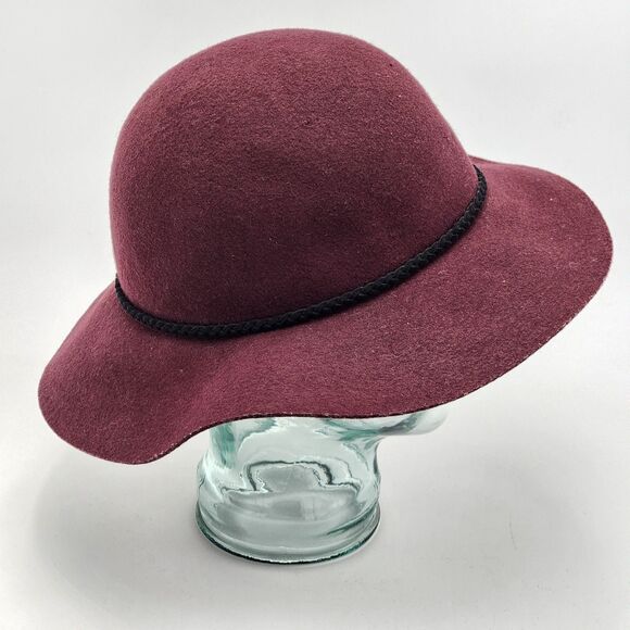 American Eagle Wool Red Braided Band Boho Floppy Hat - Picture 4 of 8